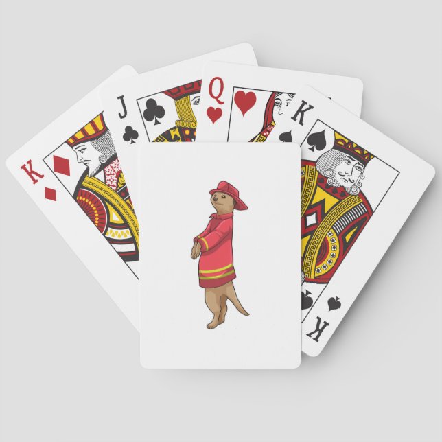 Meerkat as Firefighter with Helmet Playing Cards (Back)