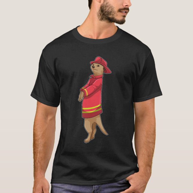 Meerkat as Firefighter with Helmet T-Shirt (Front)