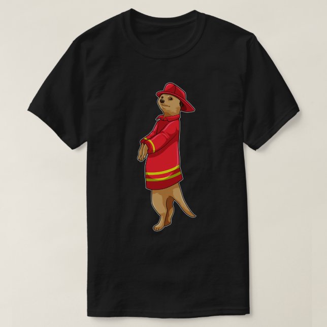 Meerkat as Firefighter with Helmet T-Shirt (Design Front)