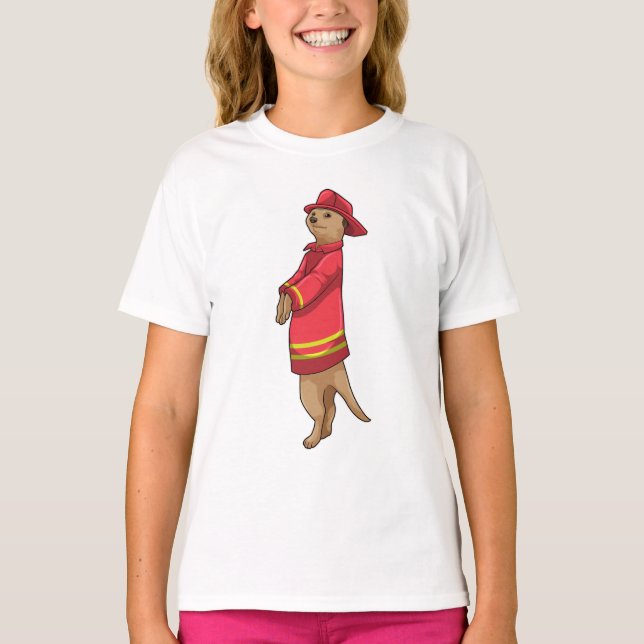 Meerkat as Firefighter with Helmet T-Shirt (Front)