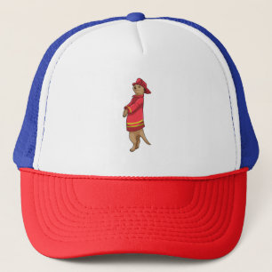 Meerkat as Firefighter with Helmet Trucker Hat