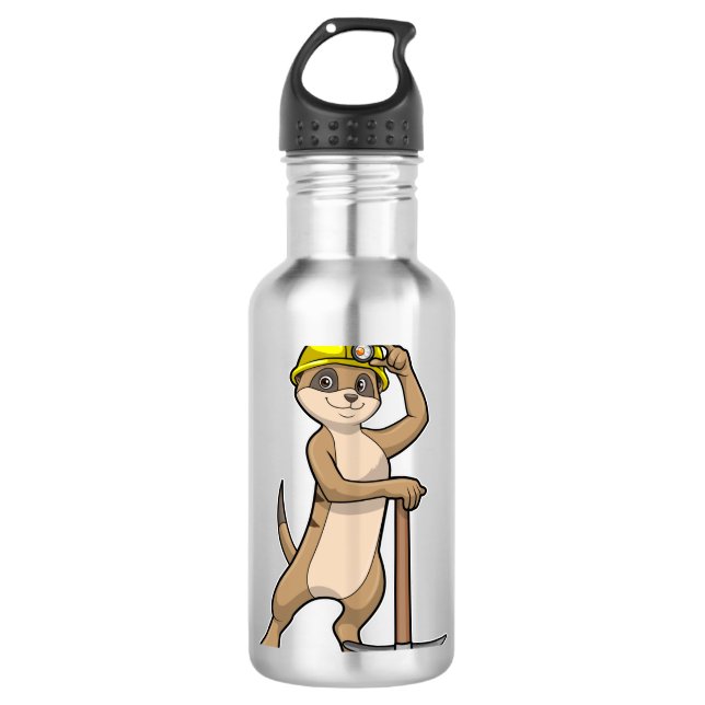 Meerkat as Miner with Pickaxe 710 Ml Water Bottle (Front)