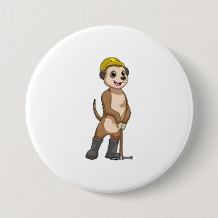 Meerkat as Miner with Pickaxe 7.5 Cm Round Badge
