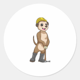 Meerkat as Miner with Pickaxe Classic Round Sticker
