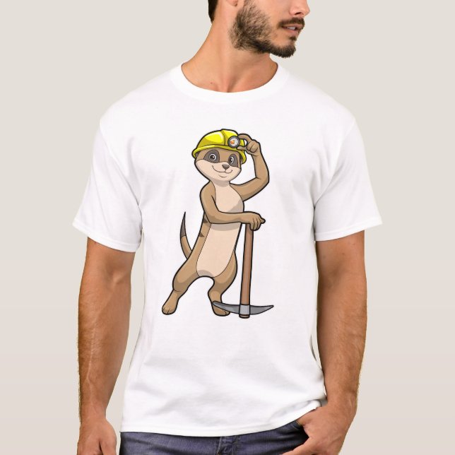 Meerkat as Miner with Pickaxe T-Shirt (Front)