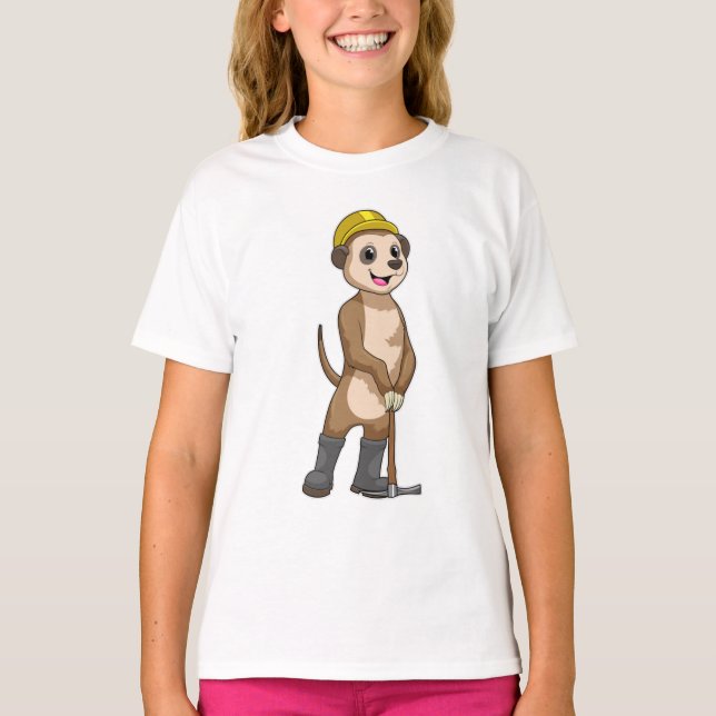Meerkat as Miner with Pickaxe T-Shirt (Front)