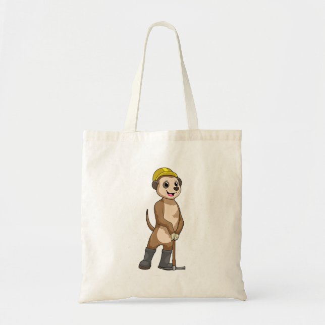 Meerkat as Miner with Pickaxe Tote Bag (Front)