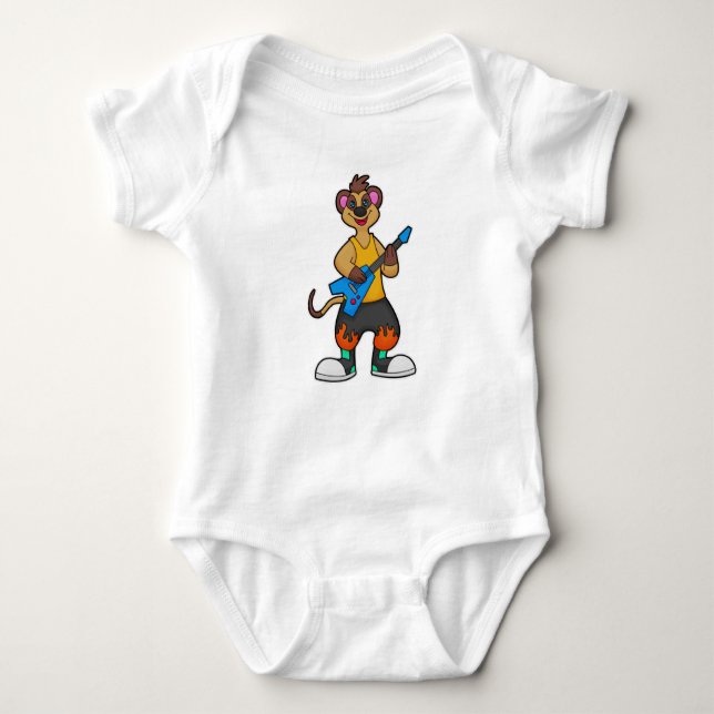 Meerkat as Musician with Guitar Baby Bodysuit (Front)