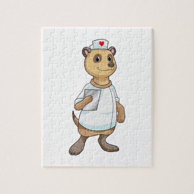 Meerkat as Nurse with Heart Jigsaw Puzzle (Vertical)
