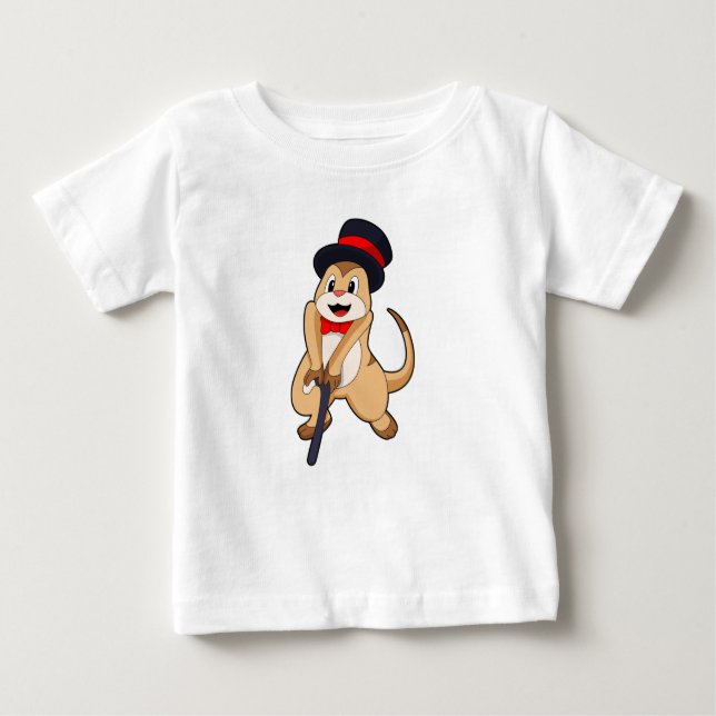 Meerkat as Pensioner with Walking stick Baby T-Shirt (Front)