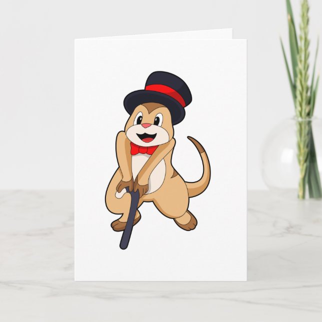 Meerkat as Pensioner with Walking stick Card (Front)