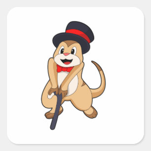 Meerkat as Pensioner with Walking stick Square Sticker