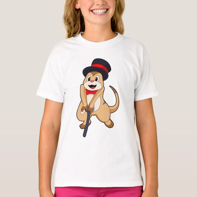 Meerkat as Pensioner with Walking stick T-Shirt (Front)