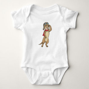 Meerkat as Pilot with Pilot hat Baby Bodysuit
