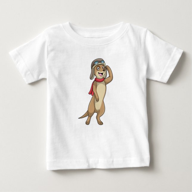 Meerkat as Pilot with Pilot hat Baby T-Shirt (Front)