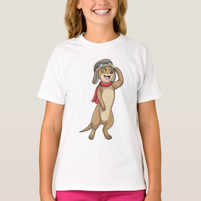 Meerkat as Pilot with Pilot hat T-Shirt (Front)