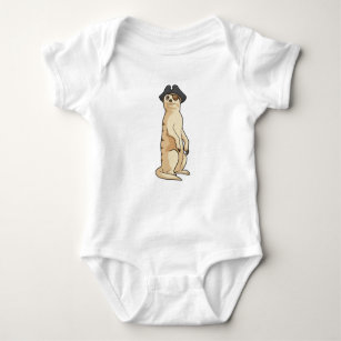 Meerkat as Pirate with Pirate hat Baby Bodysuit