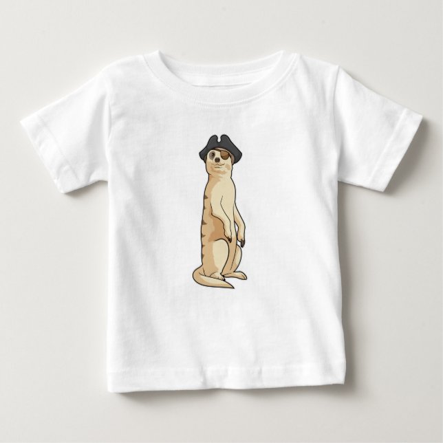 Meerkat as Pirate with Pirate hat Baby T-Shirt (Front)