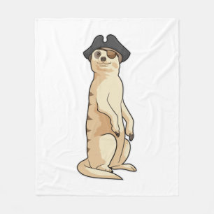 Meerkat as Pirate with Pirate hat Fleece Blanket