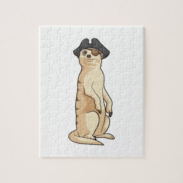 Meerkat as Pirate with Pirate hat Jigsaw Puzzle (Vertical)