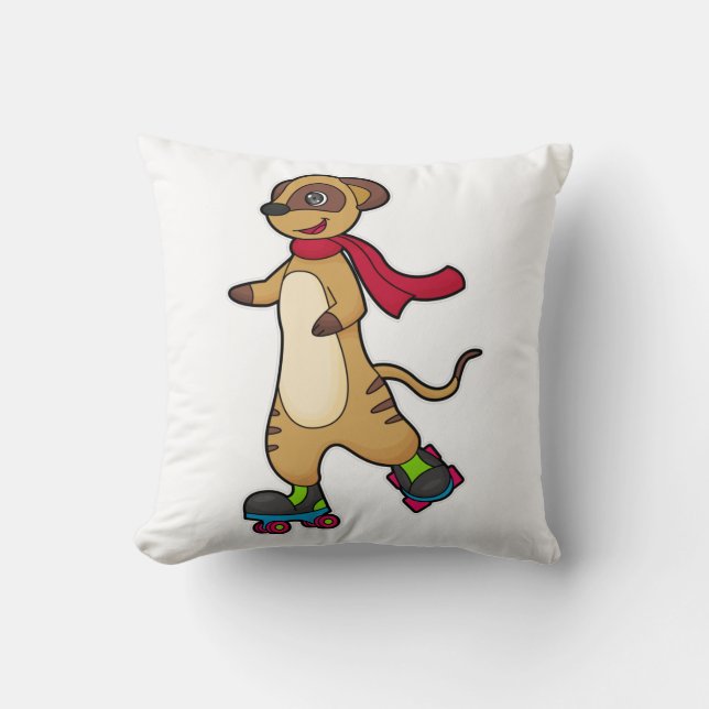 Meerkat as Skater with Roller skates Cushion (Front)