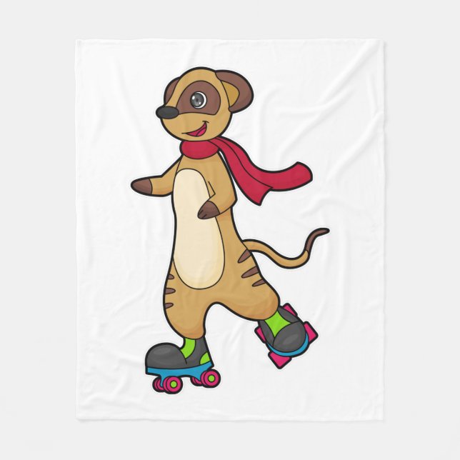 Meerkat as Skater with Roller skates Fleece Blanket (Front)