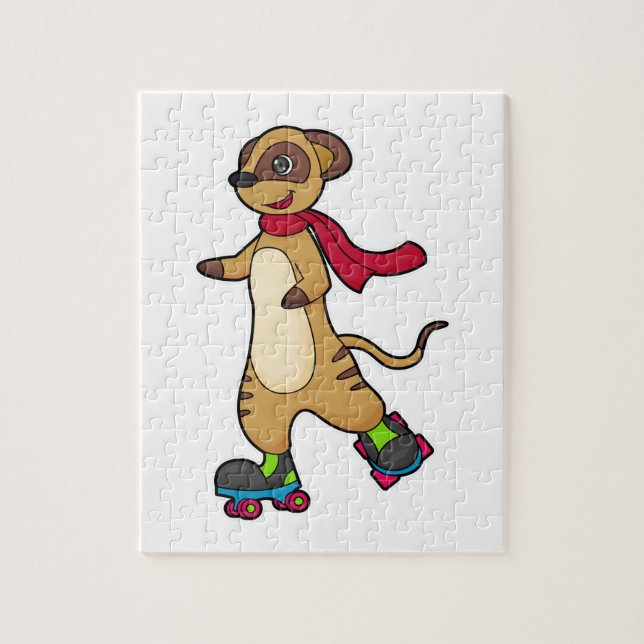 Meerkat as Skater with Roller skates Jigsaw Puzzle (Vertical)