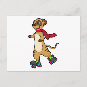 Meerkat as Skater with Roller skates Postcard