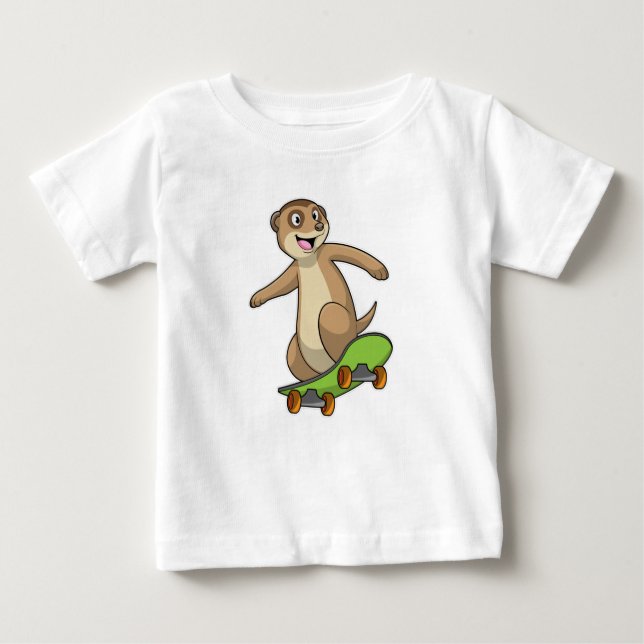 Meerkat as Skater with Skateboard Baby T-Shirt (Front)