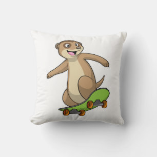 Meerkat as Skater with Skateboard Cushion