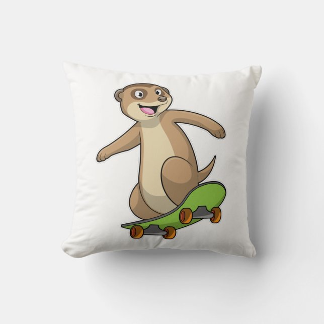 Meerkat as Skater with Skateboard Cushion (Front)