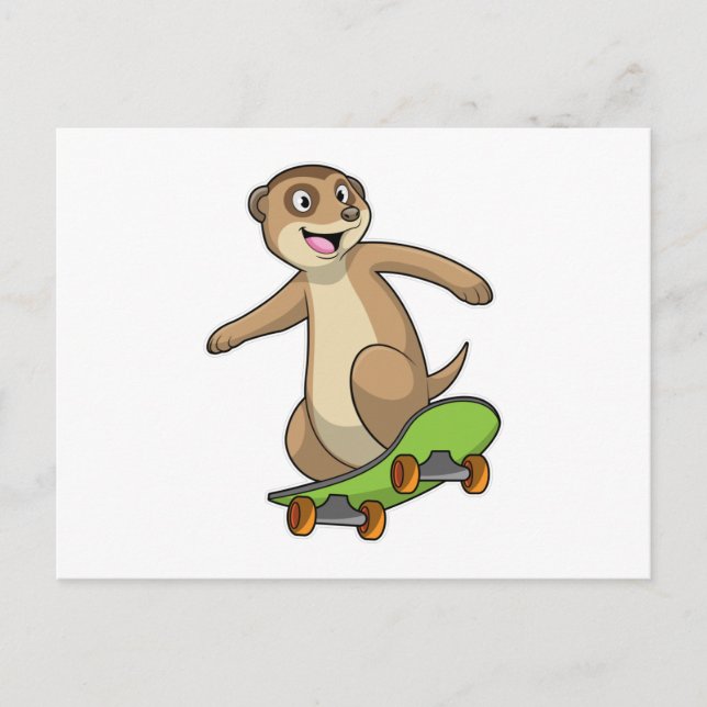 Meerkat as Skater with Skateboard Postcard (Front)