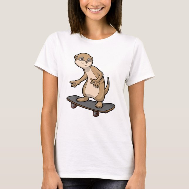 Meerkat as Skater with Skateboard T-Shirt (Front)
