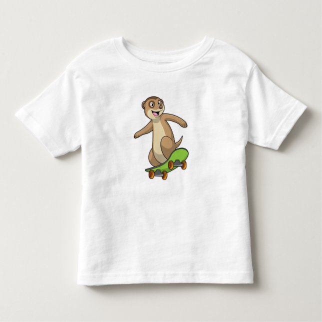 Meerkat as Skater with Skateboard Toddler T-Shirt (Front)