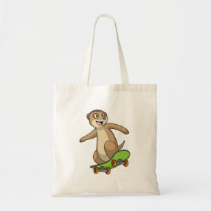 Meerkat as Skater with Skateboard Tote Bag