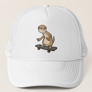 Meerkat as Skater with Skateboard Trucker Hat