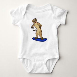 Meerkat as Snowboarder with Snowboard Baby Bodysuit