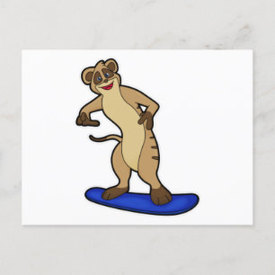 Meerkat as Snowboarder with Snowboard Postcard