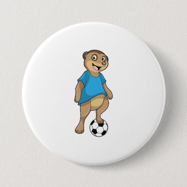 Meerkat as Soccer player with Soccer 7.5 Cm Round Badge (Front)