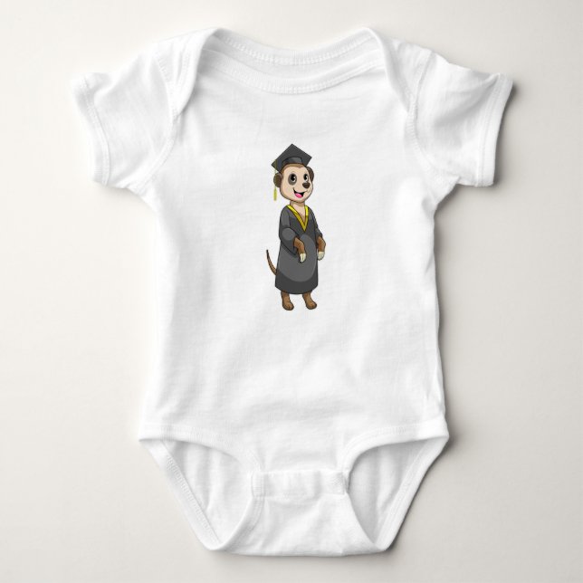 Meerkat as Student with Diploma Baby Bodysuit (Front)