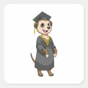 Meerkat as Student with Diploma Square Sticker