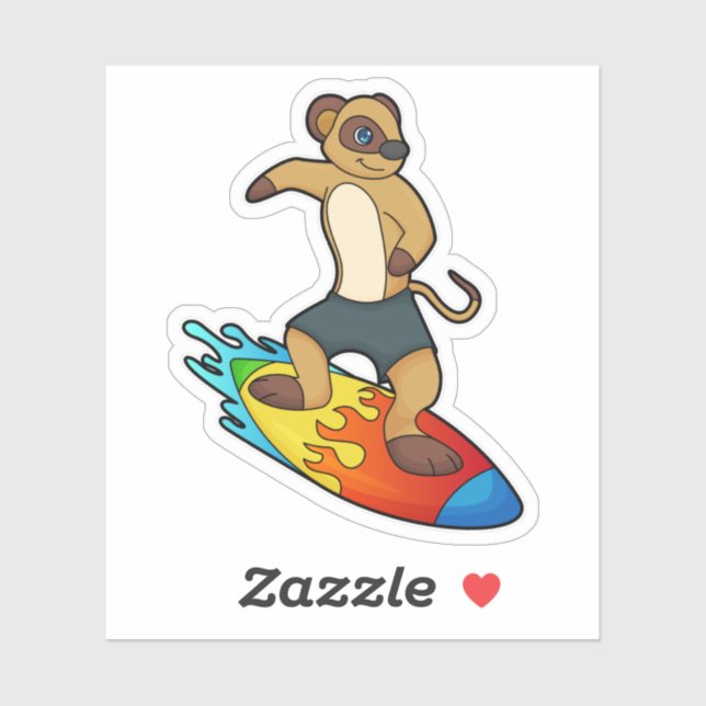 Meerkat as Surfer with Surfboard (Sheet)
