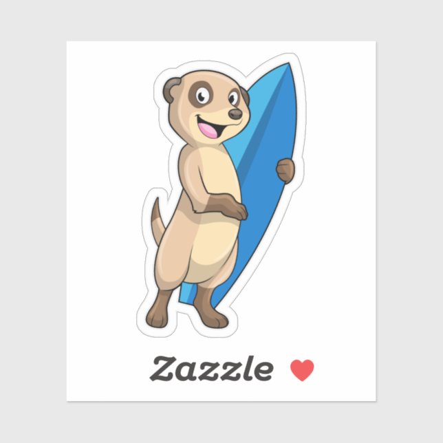 Meerkat as Surfer with Surfboard (Sheet)