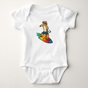 Meerkat as Surfer with Surfboard Baby Bodysuit