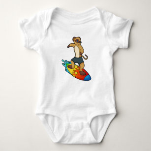 Meerkat as Surfer with Surfboard Baby Bodysuit
