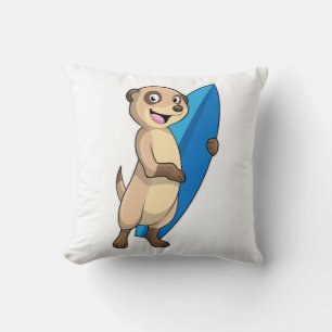 Meerkat as Surfer with Surfboard Cushion