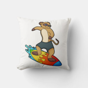 Meerkat as Surfer with Surfboard Cushion