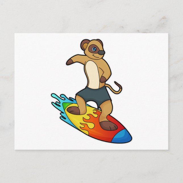 Meerkat as Surfer with Surfboard Postcard (Front)