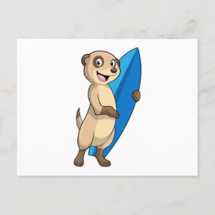 Meerkat as Surfer with Surfboard Postcard