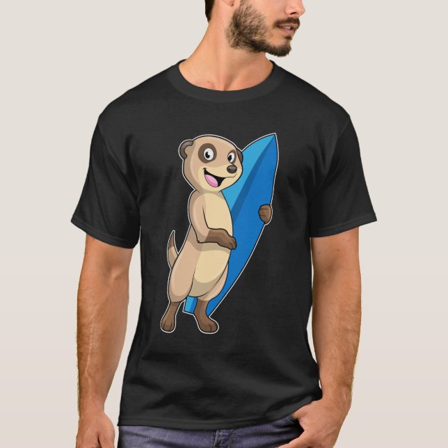 Meerkat as Surfer with Surfboard T-Shirt (Front)